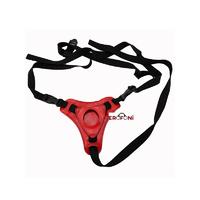Erofoni LS-21001 Vantuzlu Penisler İçin Kırmızı Profesyonel Belden Bağlama Kemeri Strapon Harness