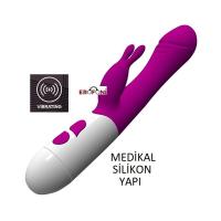Erofoni YQW-444-PURPLE Medikal Silikon 19 CM Teknolojik 20 Mod Titreşimli Dildo Klitoris Uyarıcılı Kaliteli Vibratör
