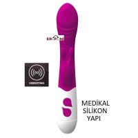 Erofoni YQW-444-PURPLE Medikal Silikon 19 CM Teknolojik 20 Mod Titreşimli Dildo Klitoris Uyarıcılı Kaliteli Vibratör
