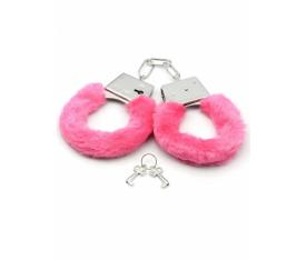 Erofoni Pembe Peluşlu Metal El Kelepçesi