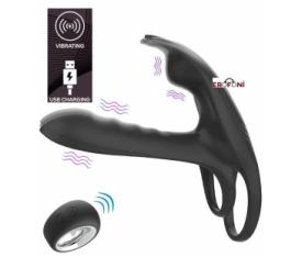 Erofoni Uzaktan Kumandalı Çift Motorlu Titreşimli Usb Şarjlı Teknolojik Su Geçirmez Penis Halkası