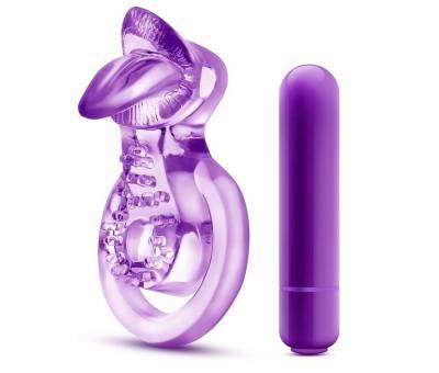 Erofoni Güçlü Klitoris Titreşimli Kaliteli Purple Dil Şeklinde Penis Halkası