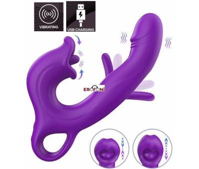 Erofoni Otomatik Dil Hareketli Klitoris Emici 3 Motorlu Usb Şarjlı Su Geçirmez Teknolojik Titreşimli Vibratör