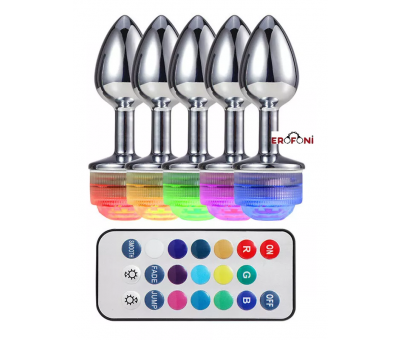 Erofoni Uzaktan Kumandalı 9 Cm Ayarlanabilir Disco Renklerde Paslanmaz Metal Anal Alıştırıcı Gevşetici Plug