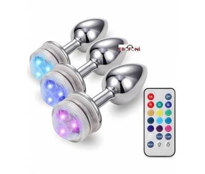 Erofoni Uzaktan Kumandalı Ayarlanabilir Disco Renklerde 7 Cm Paslanmaz Metal Anal Alıştırıcı Gevşetici Plug