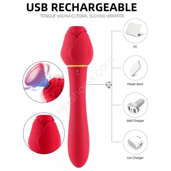 Erofoni Usb Şarjlı 12 Adet Klitoris Emici Ve 20 Fonksiyon Teknolojik Titreşimli Gül Vibratör
